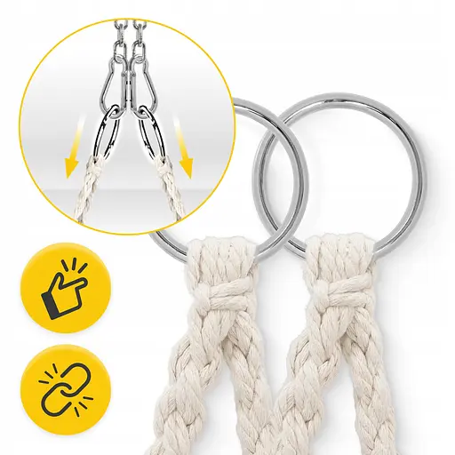 Крісло-гойдалка 4FIZJO Boho Dream 80 см з подушкою, підвісна, плетена Beige (P-5905973404549) - фото 5