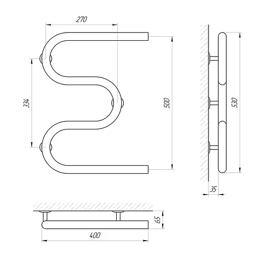 Полотенцесушитель Laris Змеевик 30 РС3 400x500 1/2'' 71207208, Хром - фото 2
