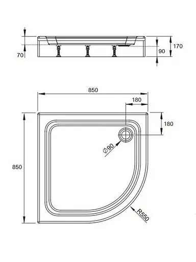 Душовий піддон Radaway Laros A 85x85 Compact SLA8585-01 - фото 2