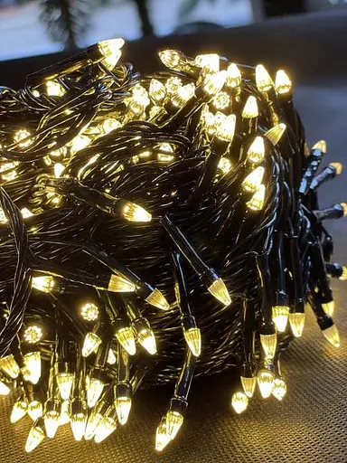 Гірлянда світодіодна Конус 240 LED гірлядна 5х0.6м від мережі Новорічна гірлянда для прикраси будинку Тепло біла - фото 3