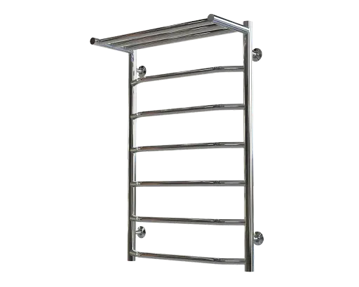 Полотенцесушитель водяной Трапеция с полкой П7 500х800 Deffi нержавеющая сталь (хром, нижнее подключение) - фото 1