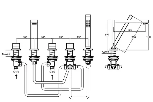 Змішувач на борт ванни Kohlman Excelent chrome QB242H Хром - фото 3