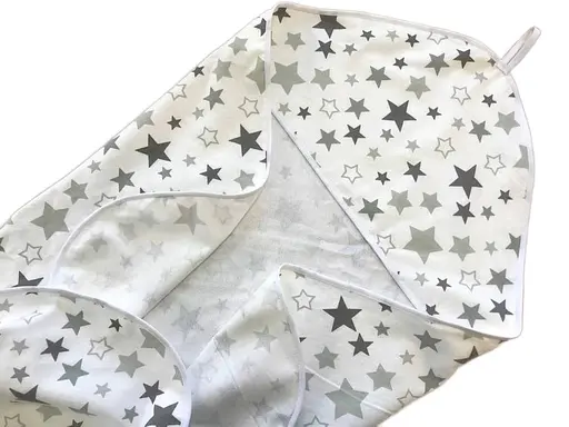 Байковое полотенце Moontime "Звездопад серый на белом" - фото 1