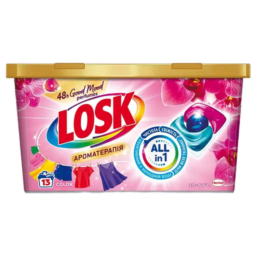 Тріо-капсули для прання Losk Ароматерапія ефірні олії та аромат малазійської квітки 13 шт. - фото 1