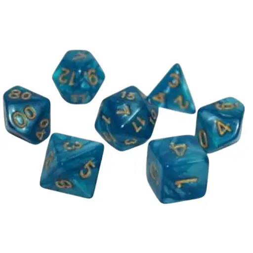 Набор кубиков Pearl 7 Dice Set - Light blue (w-gold) , 7 шт. (g7dpearl15) - фото 1