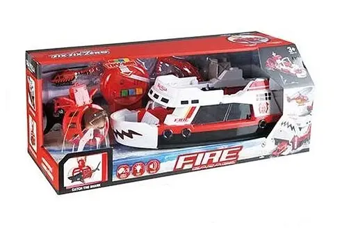 Корабль 660 S-02 "Пожарная служба" катер, акула, транспорт, свет, звук, в коробке (6946613589348) - фото 1