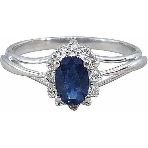 Золотое кольцо с бриллиантами и сапфиром. 11472/1 17 - фото 1