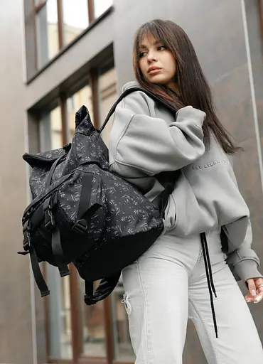 Женский рюкзак Sambag RollTop DOUBLE черный 41 х 27 х 18 см (24330702) - фото 2