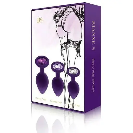 Набір анальних пробок із кристалом Rianne S: Booty Plug Set Purple діаметр 2.7 см 3.5 см 4.1 см - фото 2