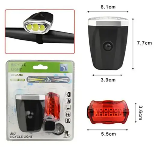 Вело набір фара передня + задня QX-T0598 велосипедний ліхтар та габарит мигалка стоп 3COB 5LED - фото 7