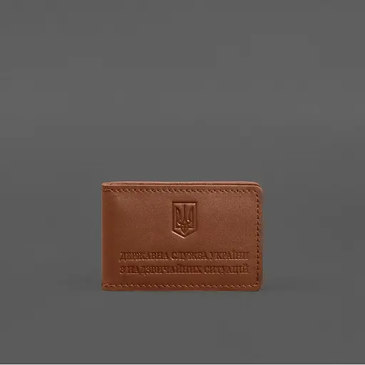 Кожаная обложка на удостоверение ГСЧС с карманом светло-коричневая - фото 7