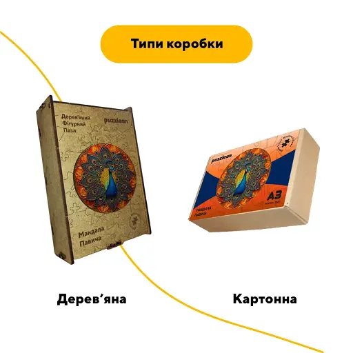 Деревянный фигурный пазл Мандала Павича, А3, Деревянная коробка 200 элементов - фото 4