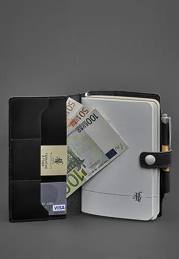 Шкіряний блокнот (Софт-бук) 4.0 чорний Crazy Horse - фото 3