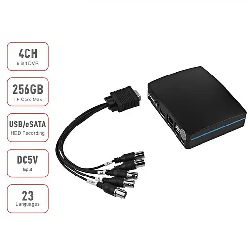 Відеореєстратор на 4 камери з записом на SD карту пам'яті до 256 Гб Enster D9000-4E, AHD TVI CVI до 2 Мп (100580) - фото 3