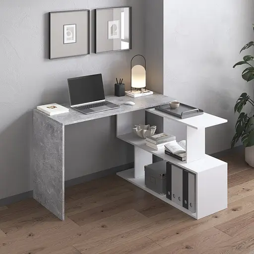 Cтол компьютерный Vays поворотный письменный cтол трансформер M-41 Бетон-Белый