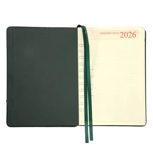 Дневник-деловая записная книжка А5 Leo Planner 2026 Whisky зеленый 368 страниц (252669) - фото 3