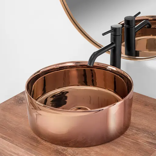 Умивальник Rea Ida rose gold накладний рожеве золото REA-U7401, Золотий - фото 2