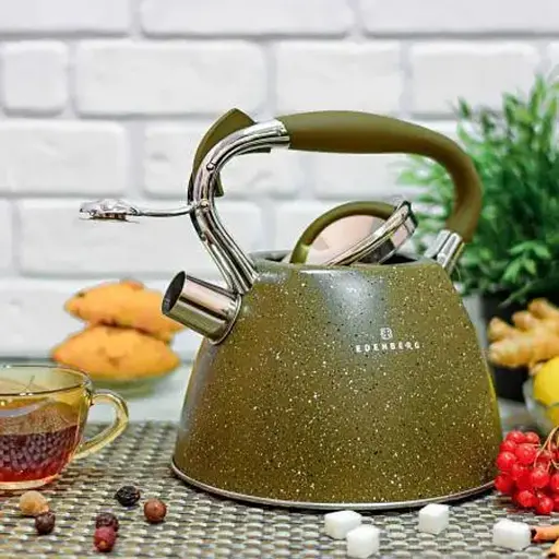 Чайник Edenberg EB-1981 со свистком нержавеющая сталь с мраморным покрытием 3 л коричневий - фото 2