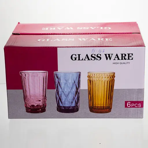 Набор стеклянных стаканов 6 штук 350 мл для сока лимонадов воды коктейлей стаканы стеклянные для напитков Yiwu HP-19-167 - фото 4