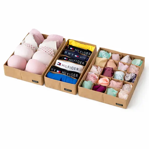 Набір органайзерів ORGANIZE  для білизни 3 шт (беж) - фото 2