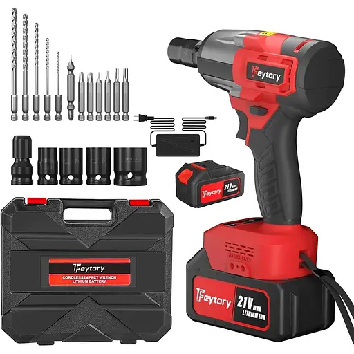 Електричний акумуляторний гайковерт, набір ударних гайковертів з обертовим моментом 550 Нм