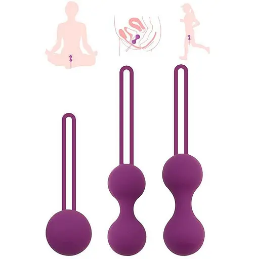 Комплект силіконових вагінальних кульок 3 шт. Фіолетовий - фото 7
