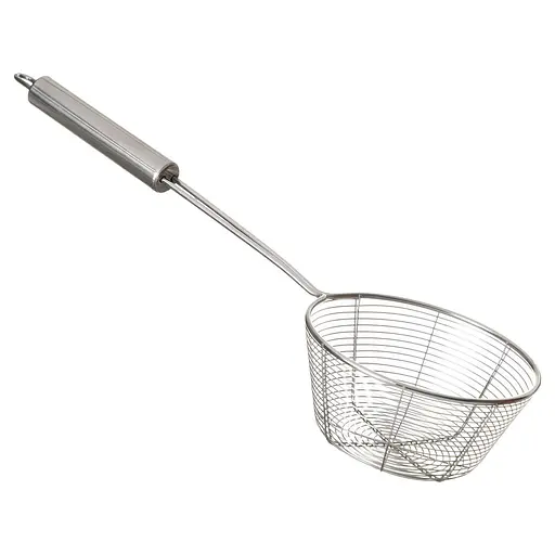 Дуршлаг-проволока шумовка сито глубокое из нержавеющей стали Ø 13.5 см для фритюра и картофеля фри, Kitchen Master Серый 85713 - фото 1