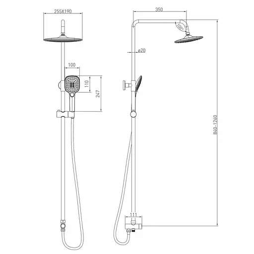 Душова система Volle Cromo Sistema 1580.091401, Хром - фото 2