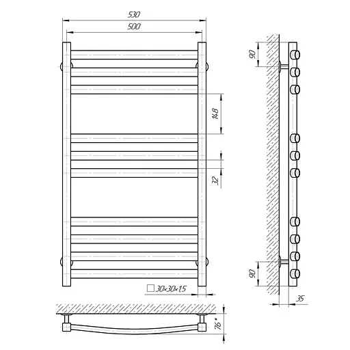 Електрична рушникосушка Laris Гранд П10 500x900 Е 73207364 - фото 5
