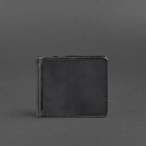 Мужской кожаный портмоне черный 1.0 зажим для денег Crazy Horse - фото 6