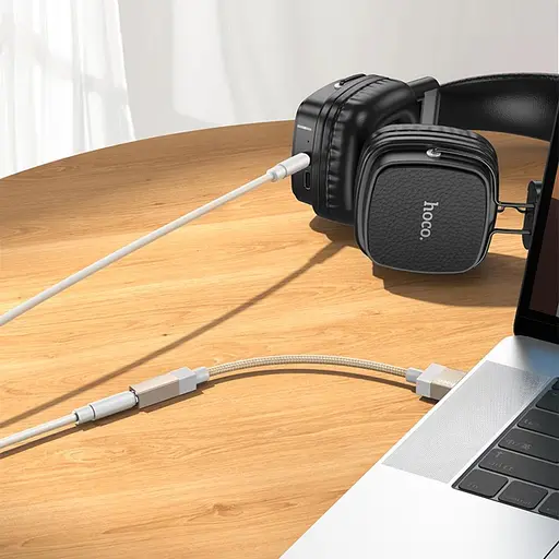 Адаптер перехідник Hoco UPA32D USB to Jack 3.5 золотистий - фото 2
