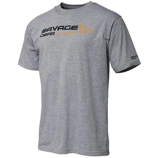 Футболка Savage Gear Signature Logo T-Shirt S Grey melange - фото 1