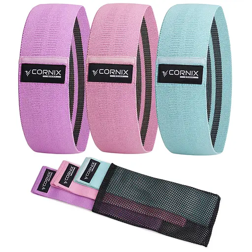Резинки для фітнесу та спорту Cornix Hip Band набір із тканини 3 шт. XR-0048 - фото 2