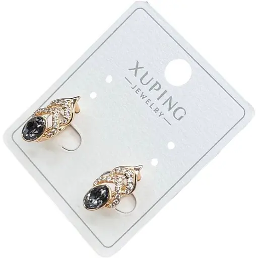 Сережки Xuping з рельєфним дизайном і цирконієм гіпоалергенне медичне золото - фото 1