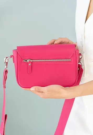 Жіноча шкіряна сумка Molly фуксія - фото 7