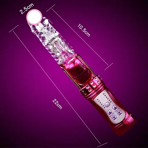 Вібратор потужний пластиковий з обертанням та поштовхами 7 режимів 22 см рожевий - фото 3