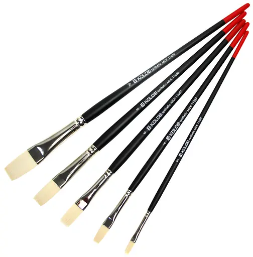 Пензель синтетика плоска подовжена Milk 1108F №2 коротка ручка Kolos - фото 2