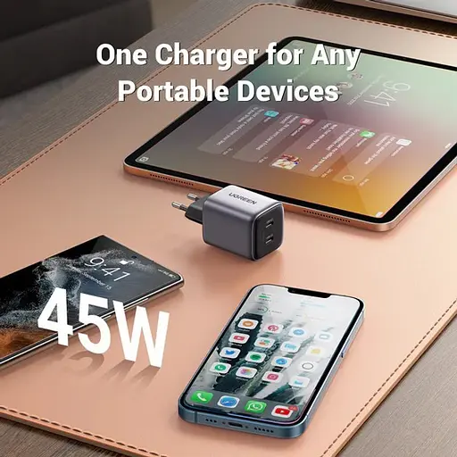 Блок живлення зарядний пристрій Ugreen CD294 Nexode 45 W Charger сірий (90573) - фото 4