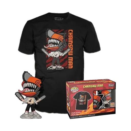 Коллекционная  фигурка    Funko Pop Человек-бензопила Дэнджи с футболкой Chainsaw Man Denji 10 см FP CM TD 1804 - фото 1