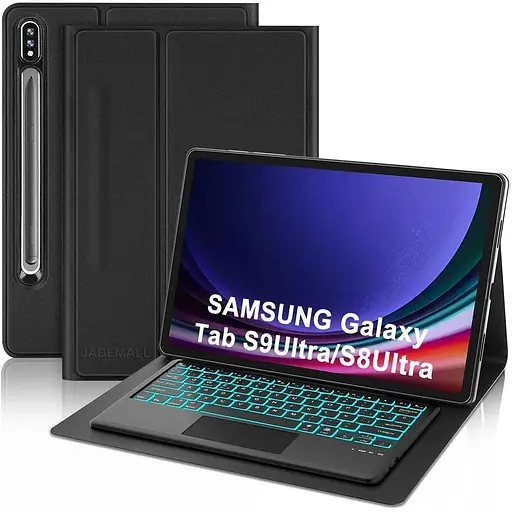 Чехол-клавиатура JADEMALL для Samsung Galaxy Tab S10 Ultra 14,6" 2024, беспроводная Bluetooth-клавиатура с подсветкой и трекпад