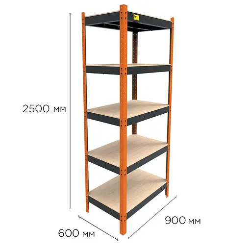 Металевий посилений стелаж Emby Heavy Series (розмір 2500х900x600мм) 5 полиць ДСП до 300кг - фото 2