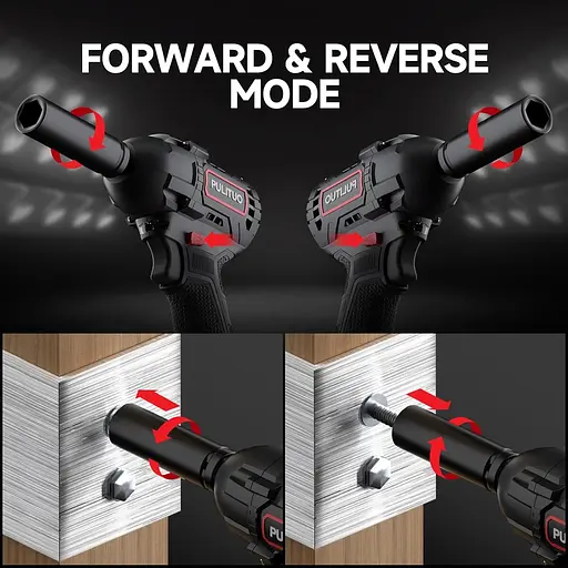 Безщітковий акумуляторний ударний гайковер PULITUO 20 В, 1/2-дюймовий патрон, 2800 об/хв, літій-іонний акумулятор 2,0 Ач - фото 3