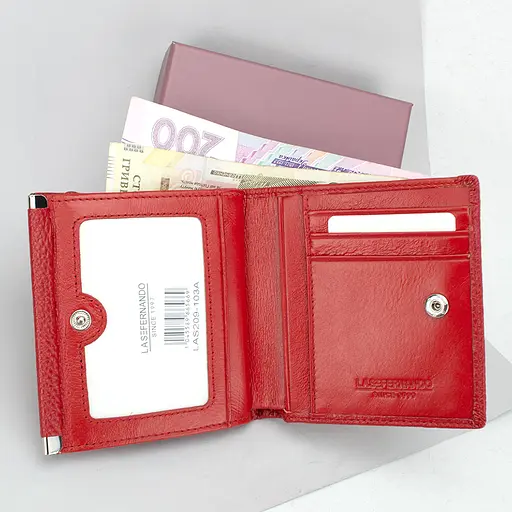 Жіночий шкіряний гаманець Las Fernando 209-103A маленький червоний - фото 2