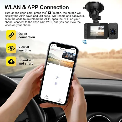 Автомобільний відеореєстратор Dash Cam Dasch Camera Без Кабеля Камера Mini Daschcam Dascam Roof Cam з моніторингом паркінга G-Sens - фото 7