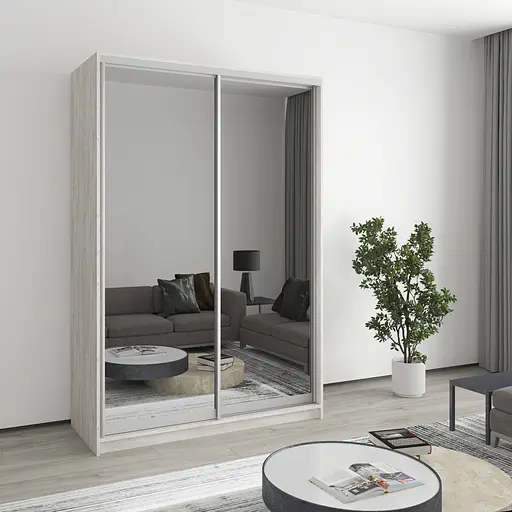 Шафа-купе дводверна MebelStar Стандарт AL 2 Дзеркала 140x45x210 см Аляска сірий (MBS-2508)