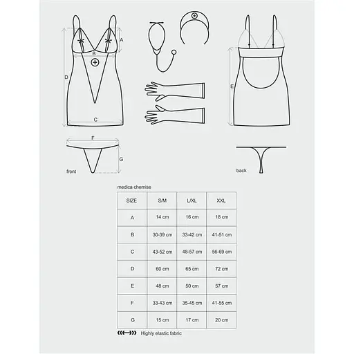 Еротичний мереживний костюм медсестри Obsessive Medica dress 5pcs costume L/XL - фото 5