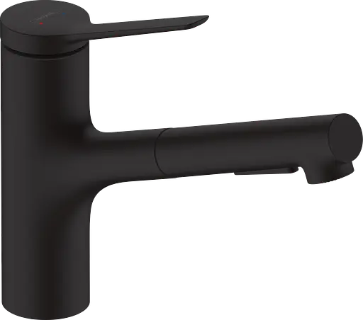 Змішувач Hansgrohe Zesis M33 150 2jet кухонний з витяжним виливом sBox Lite 74803670 Matt Black Чорний матовий - фото 1
