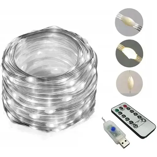 Уличная светодиодная гирлянда лента 200 LED USB с пультом ДУ большие капли