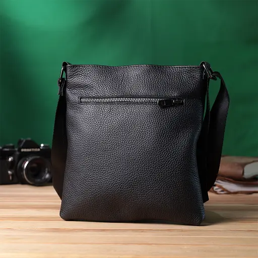 Тонка сумка для чоловіків через плече з натуральної шкіри SHVIGEL 23х24х1,5 см sum0027003 - фото 10