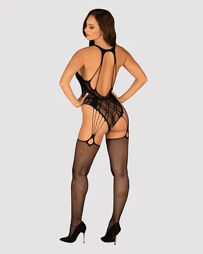 Бодістокінг Obsessive Bodystocking G324 black силуетний малюнок S/M/L - фото 4